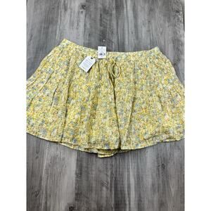 American Eagle Floral Ruffle Skirt Shorts skort Yellow Women's Size Large